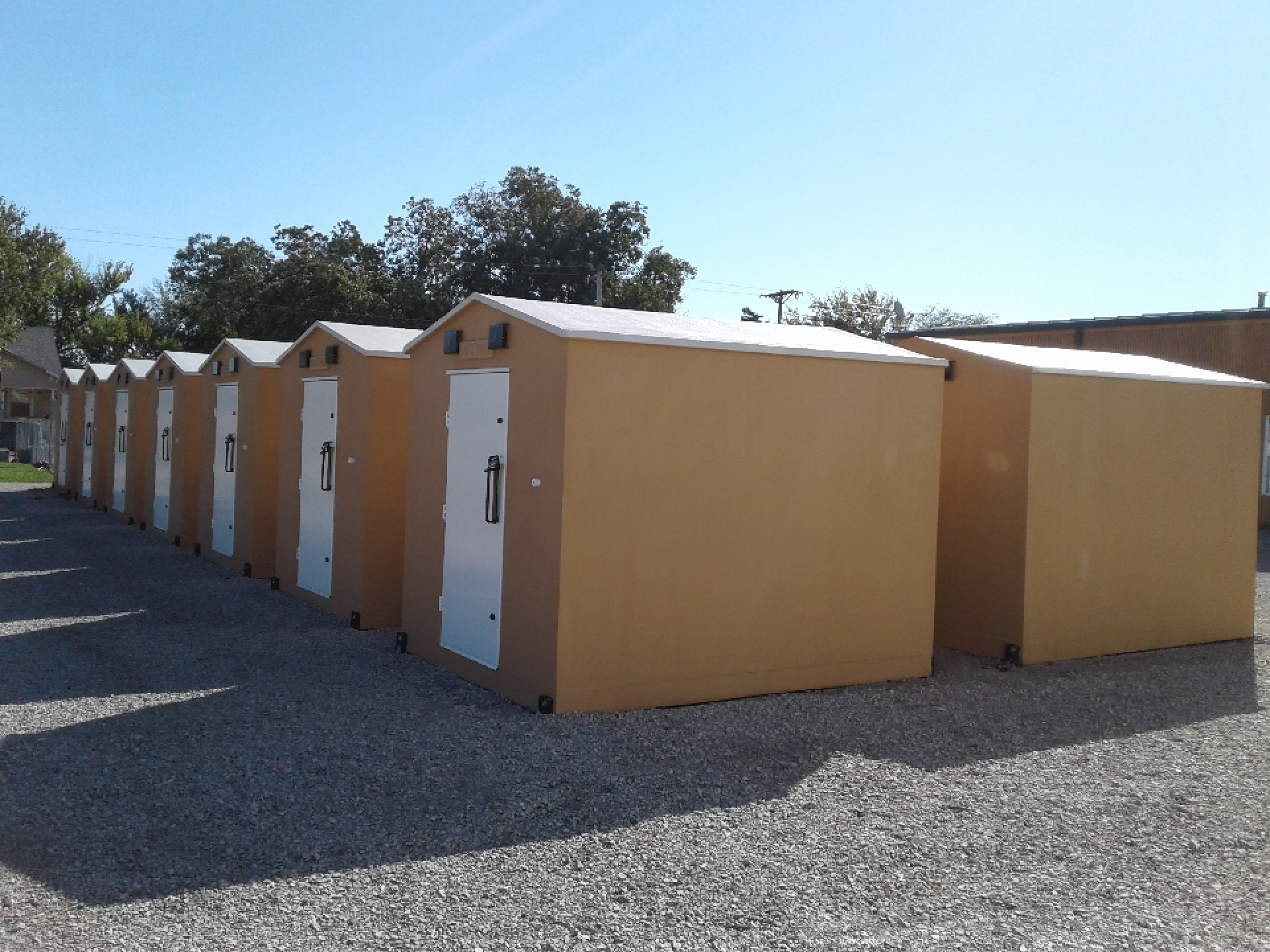 Rows of pro storm shelters