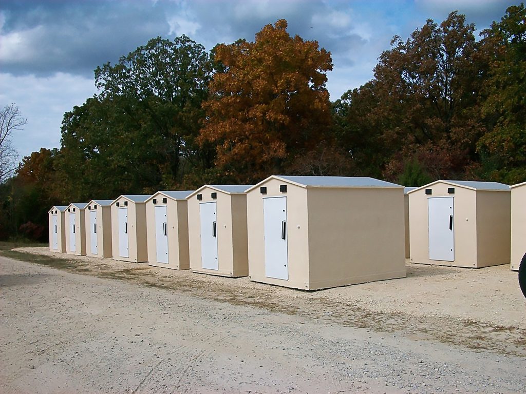 Above ground storm shelters